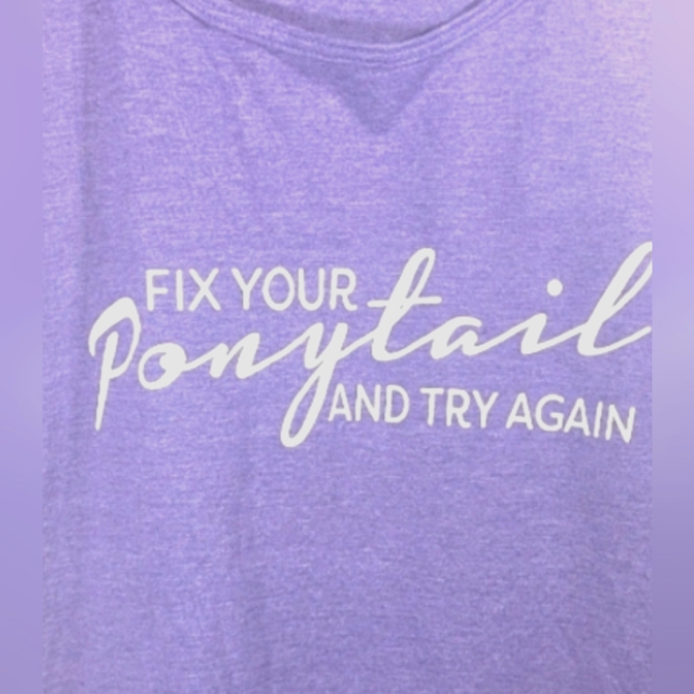 NWOT Fix Your Ponytail Graphic Tank Purple Size Small LOOK💜